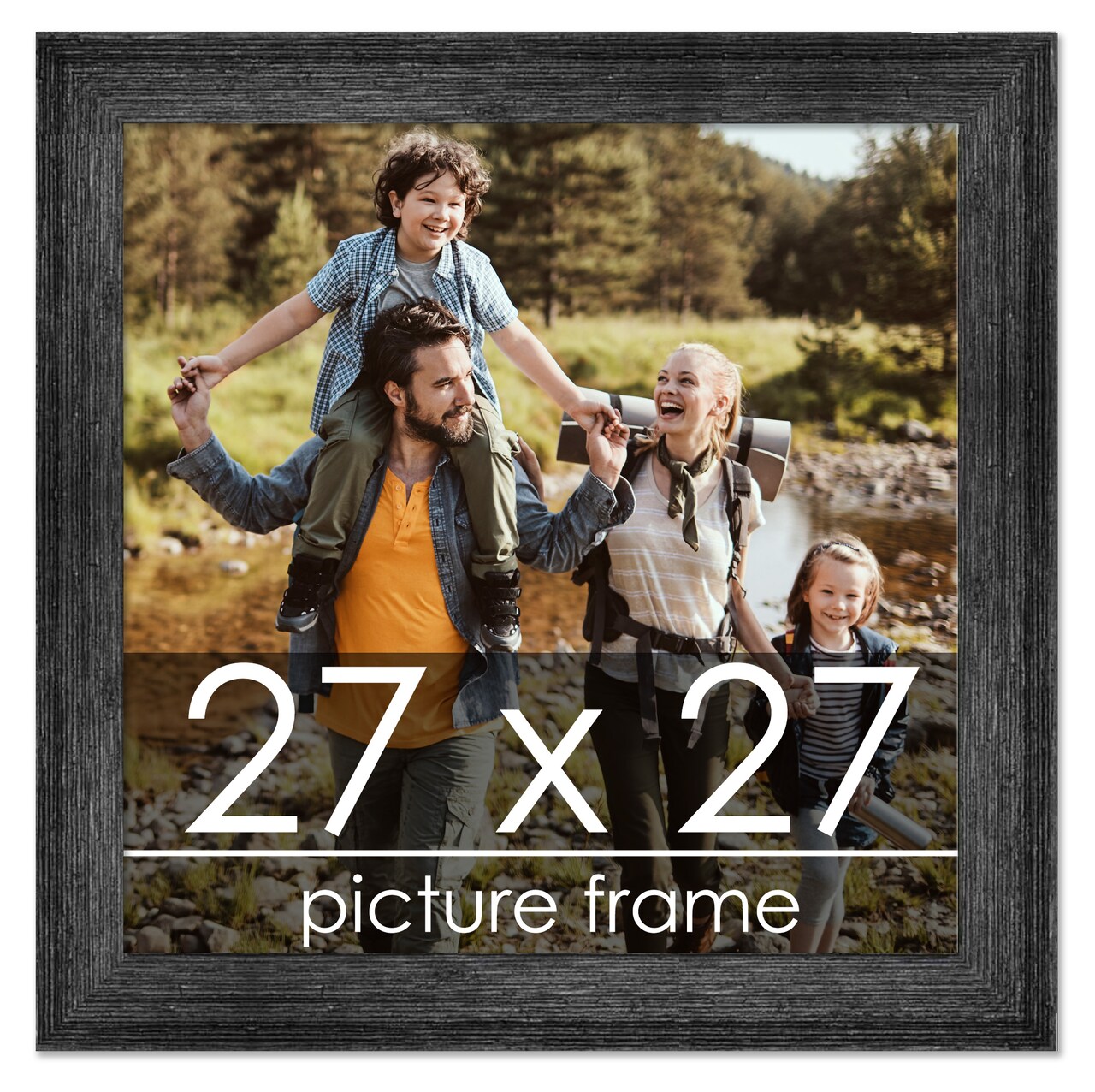 27x27 Wide Barnwood Picture Frame with UV-Resistant Acrylic & Acid Free Backing, Available in 6 Paint Finishes - Grey, Brown, White, and Black
